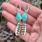 Fox and Emerald Valley Turquoise + Laura Mears Owl Feather Leverback Earrings