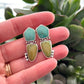 80s Night Emerald Valley Turquoise Hinge Stud Earrings