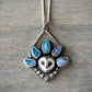 Opal Crowned Athena Laura Mears Owl Pendant in Purple + Blue