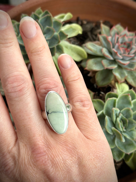 Ivory Desert Bloom Variscite Ring size 7.75