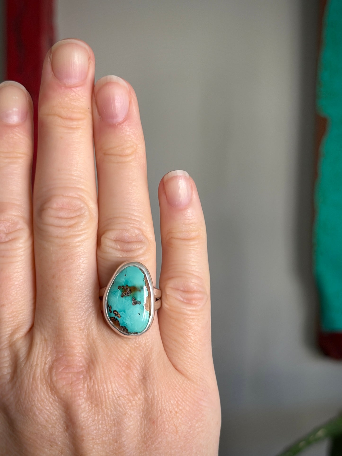 Montezuma Turquoise Ring in size 8