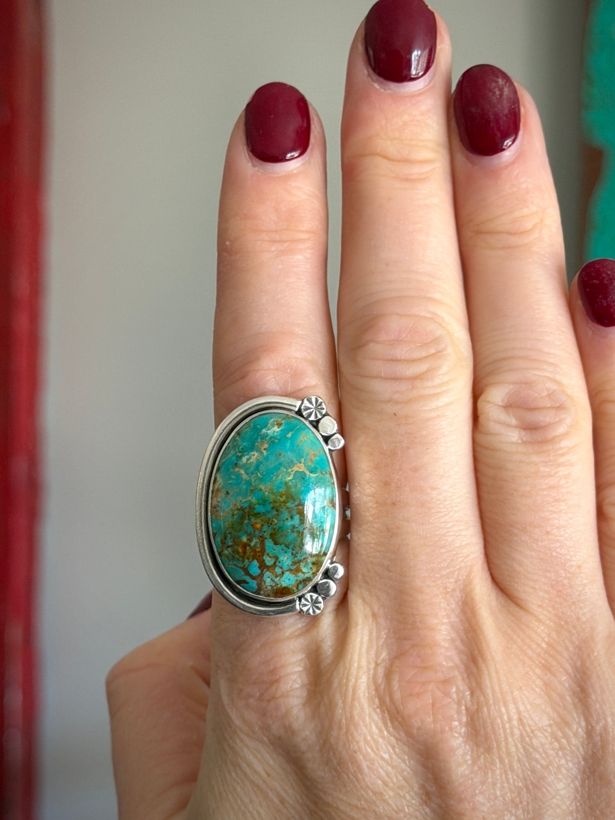 Rising Phoenix Turquoise Tree of Life Ring size 8.75