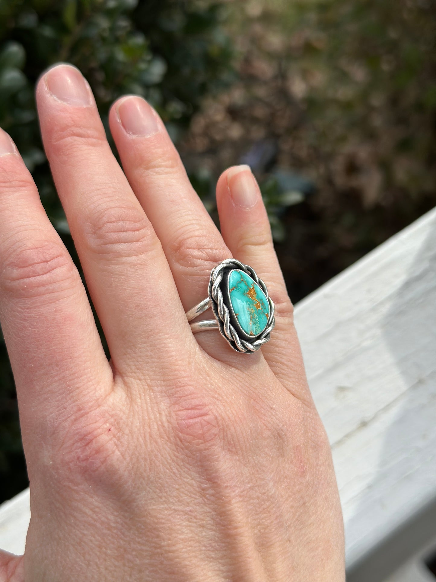 Natural Royston Turquoise Twist Ring