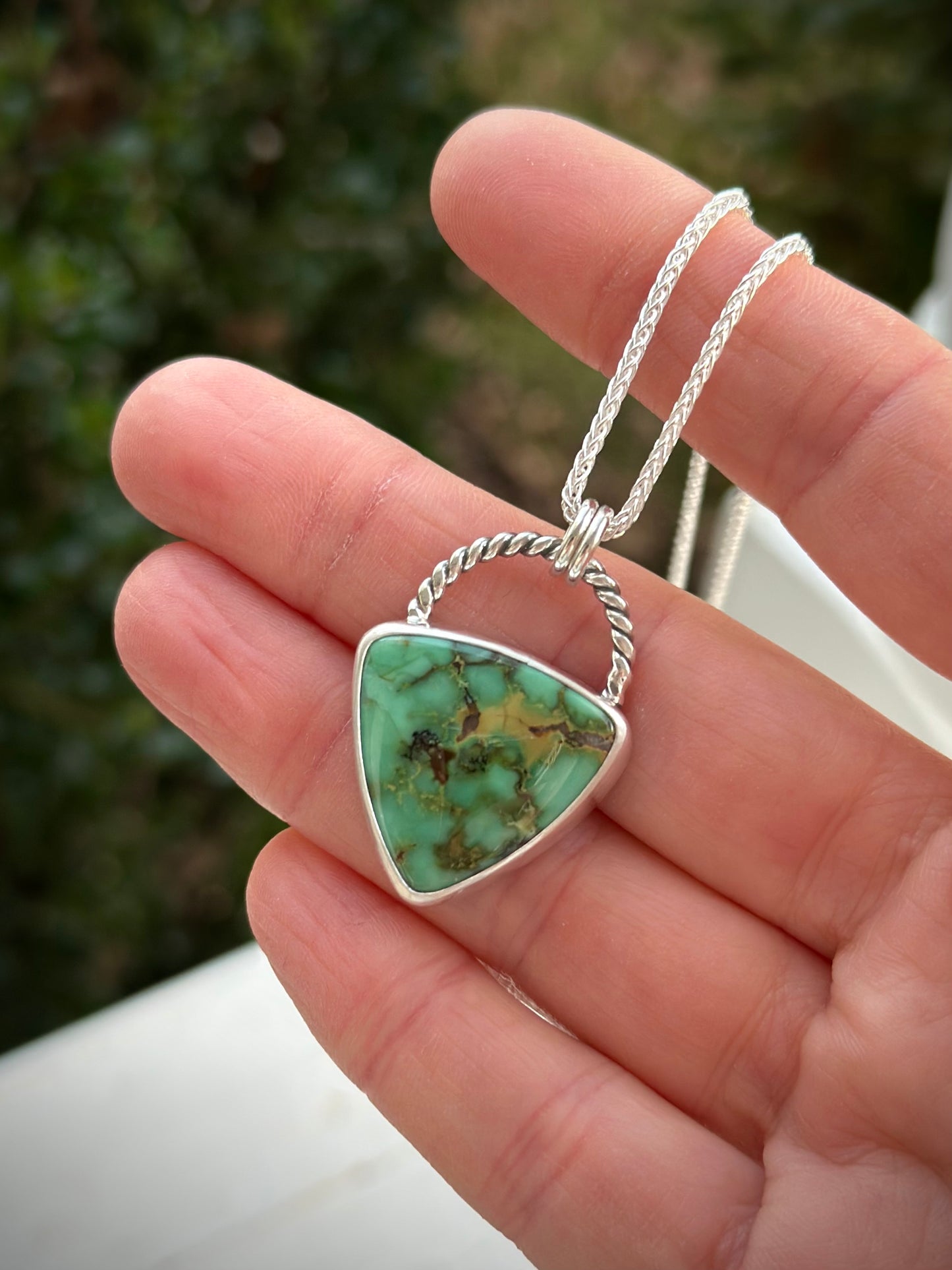 Snowville Variscite Trillion Pendant