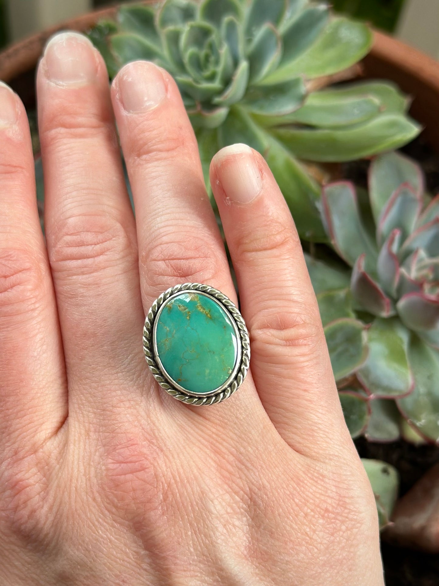 Hardy Pit Turquoise Ring in size 7.75