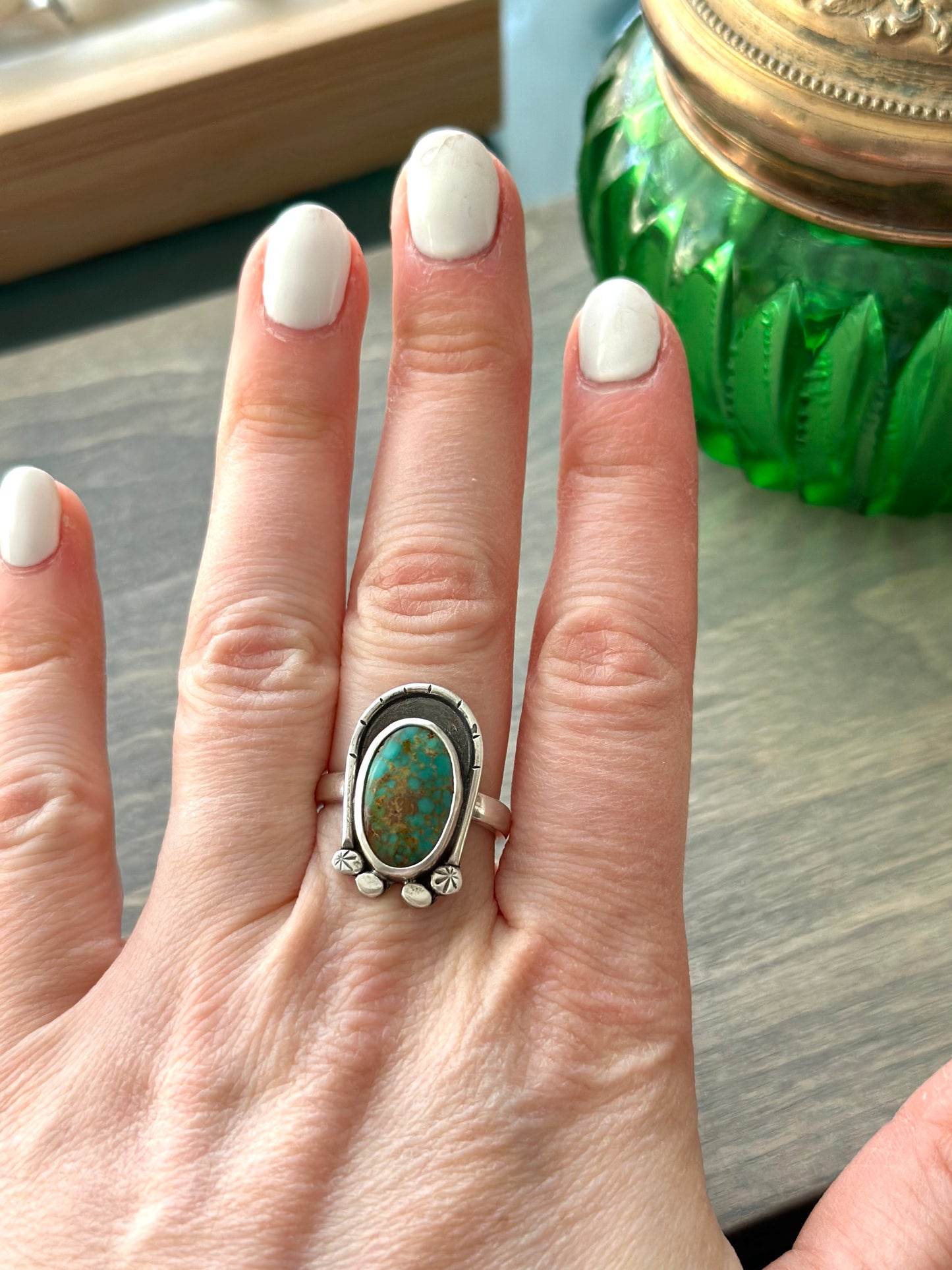 Sierra Bella Turquoise Arch Ring in size 8.75