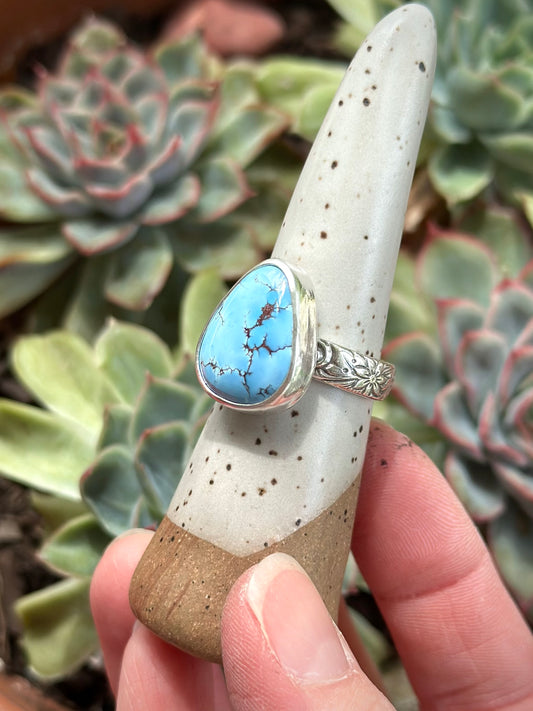 Golden Hills Turquoise Swirl Band Ring in size 8-1/2