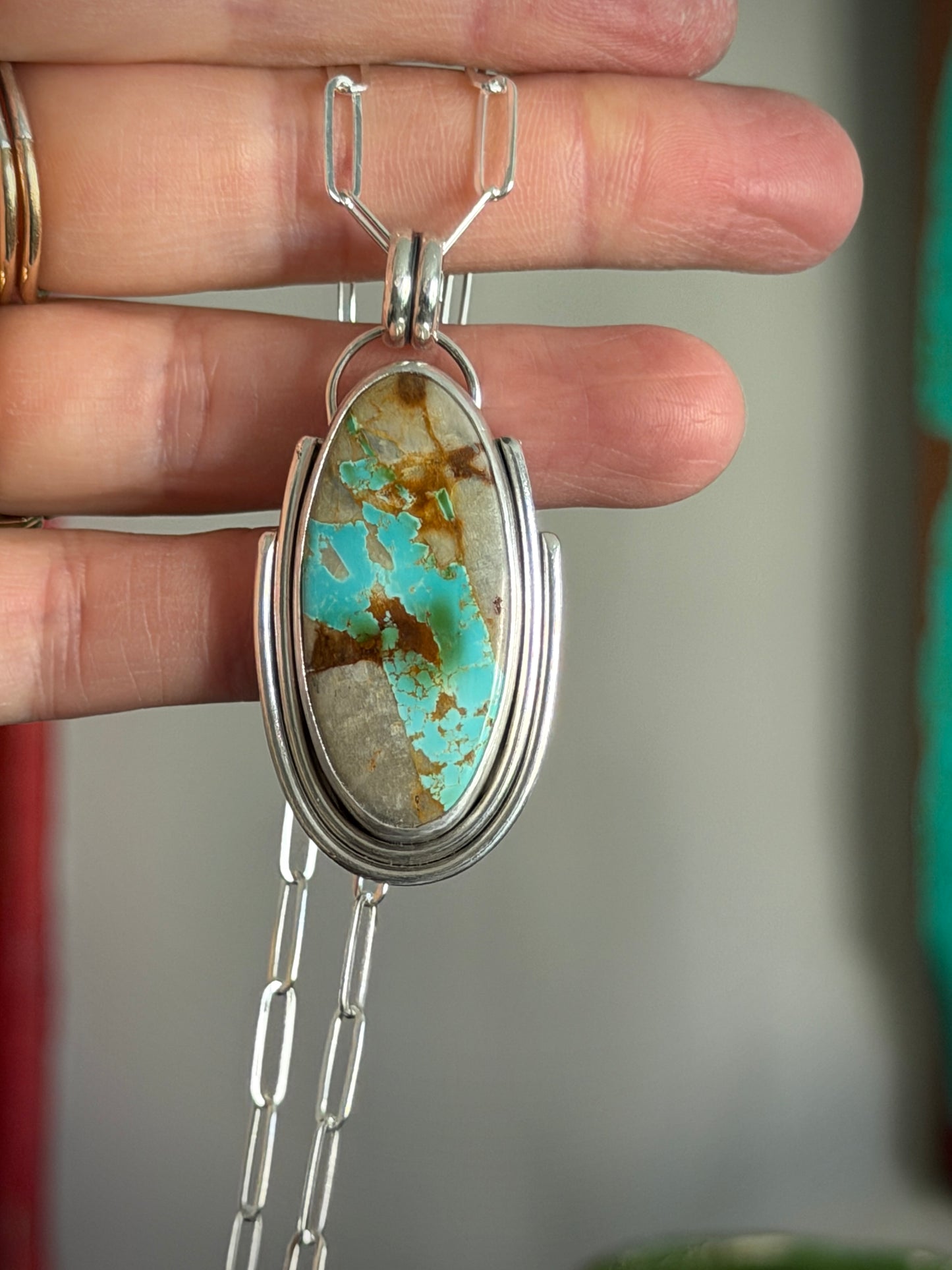 Royston Ribbon Turquoise Art Deco Pendant