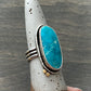 Aqua Blue Fox Turquoise Ring with Brass Elements size 9