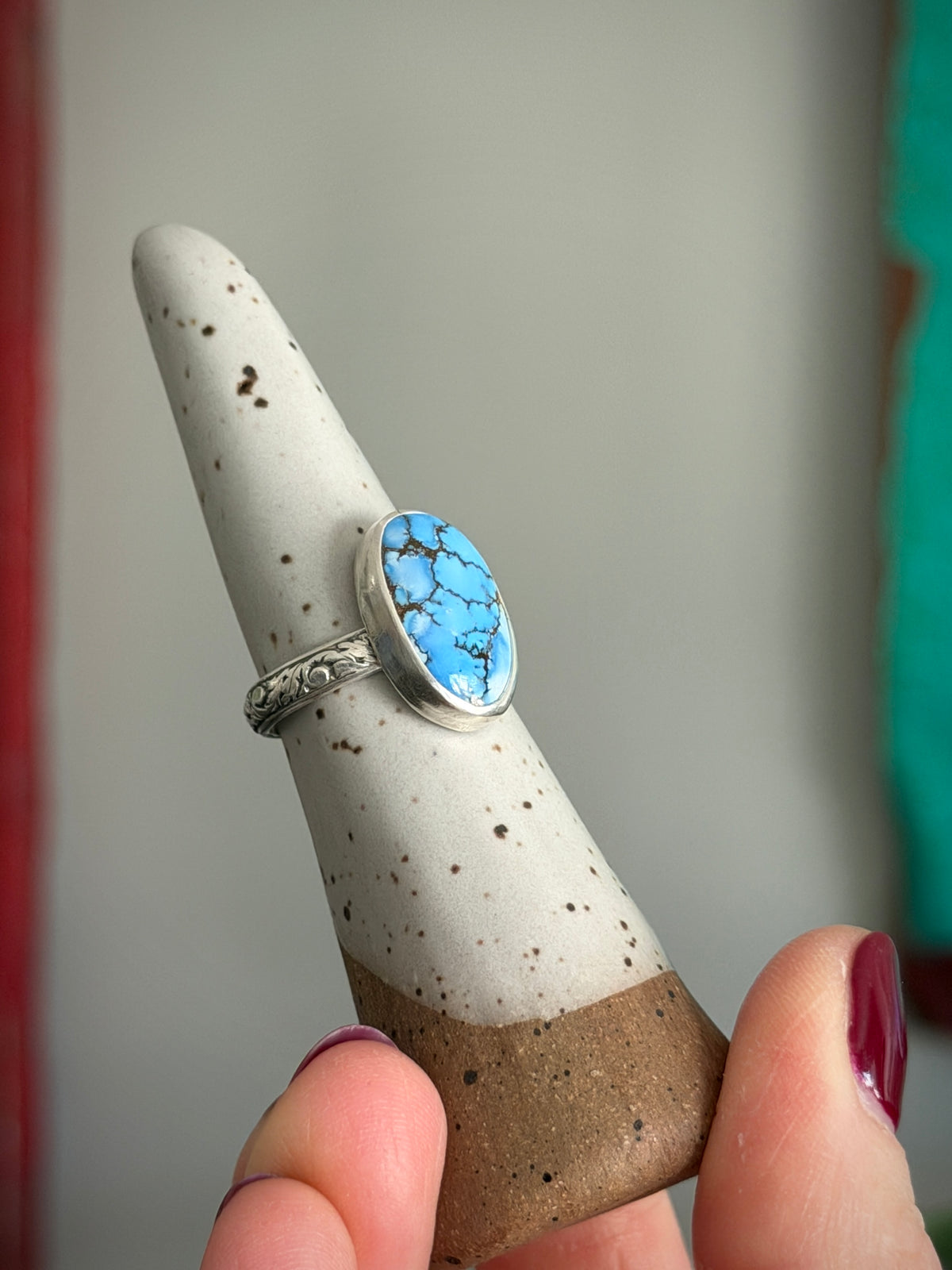 Golden Hills Turquoise Ring Fleur Band size 7.25