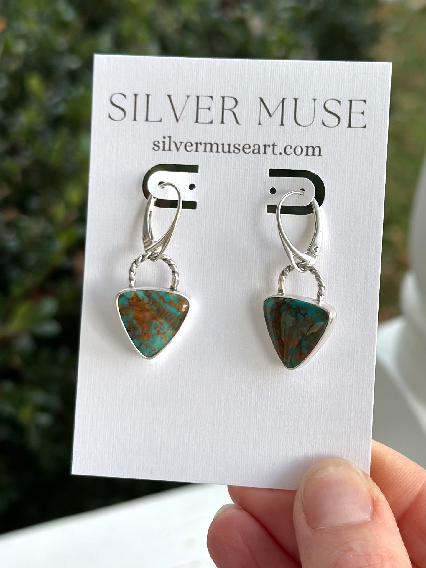 Rising Phoenix Turquoise Trillion Leverback Earrings