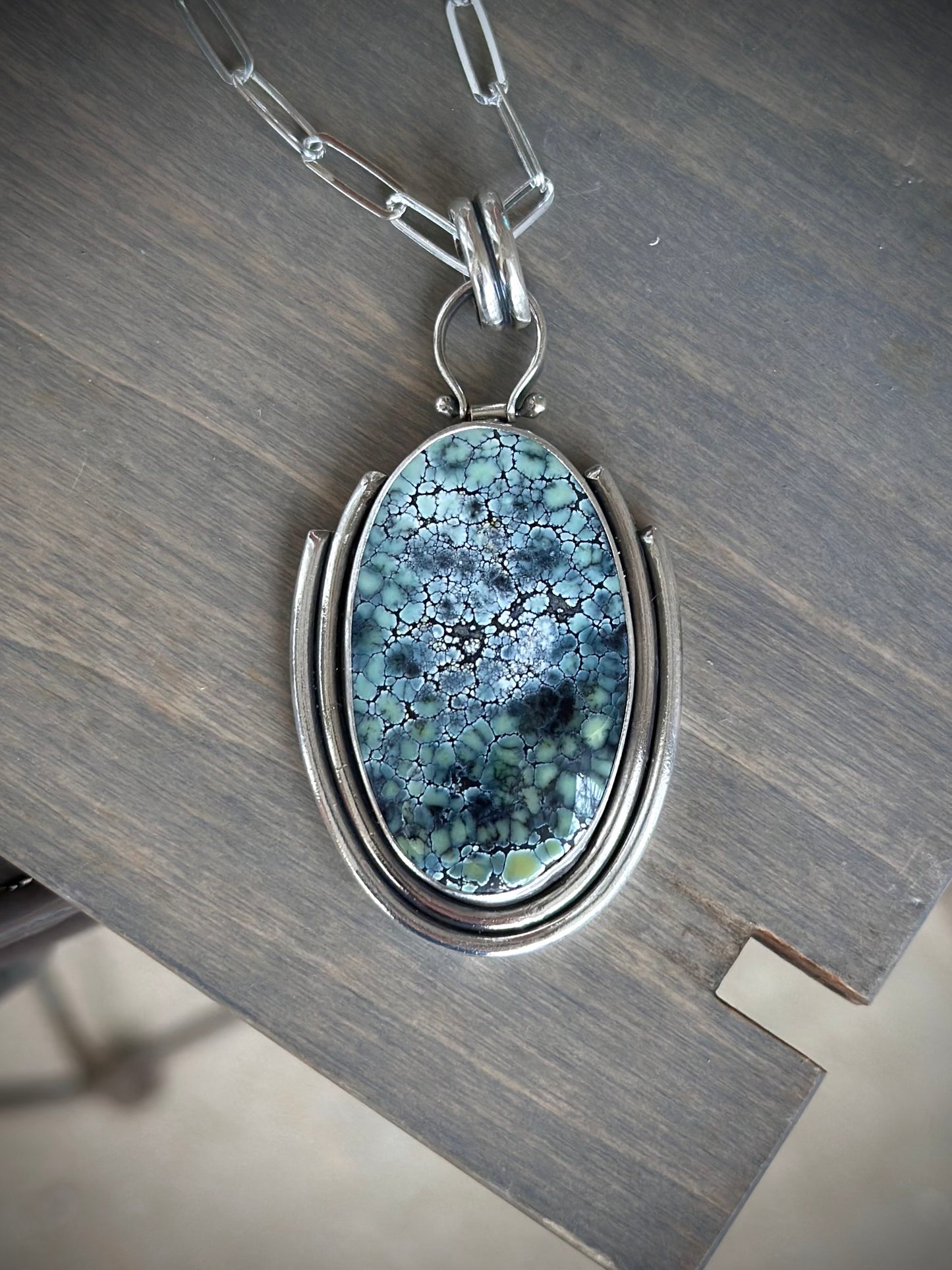 New Lander Variscite Art Deco Pendant Natural and High Grade