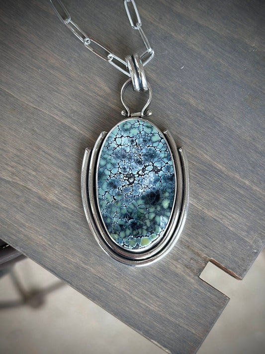 New Lander Variscite Art Deco Pendant Natural and High Grade