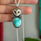 Lone Mountain Turquoise Laura Mears Owl Pendant with Succulents in Blue