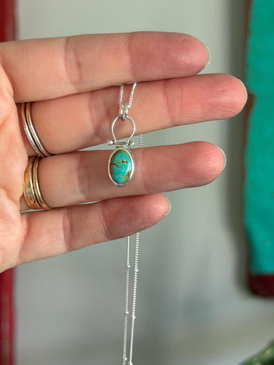 Thunderbird Turquoise Little Pinned Hinge Necklace