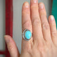 Thunderbird Turquoise Art Deco Ring size 8.75