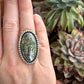 Morenci 2 Turquoise Twist Pyrite Loaded Ring in size 6.75