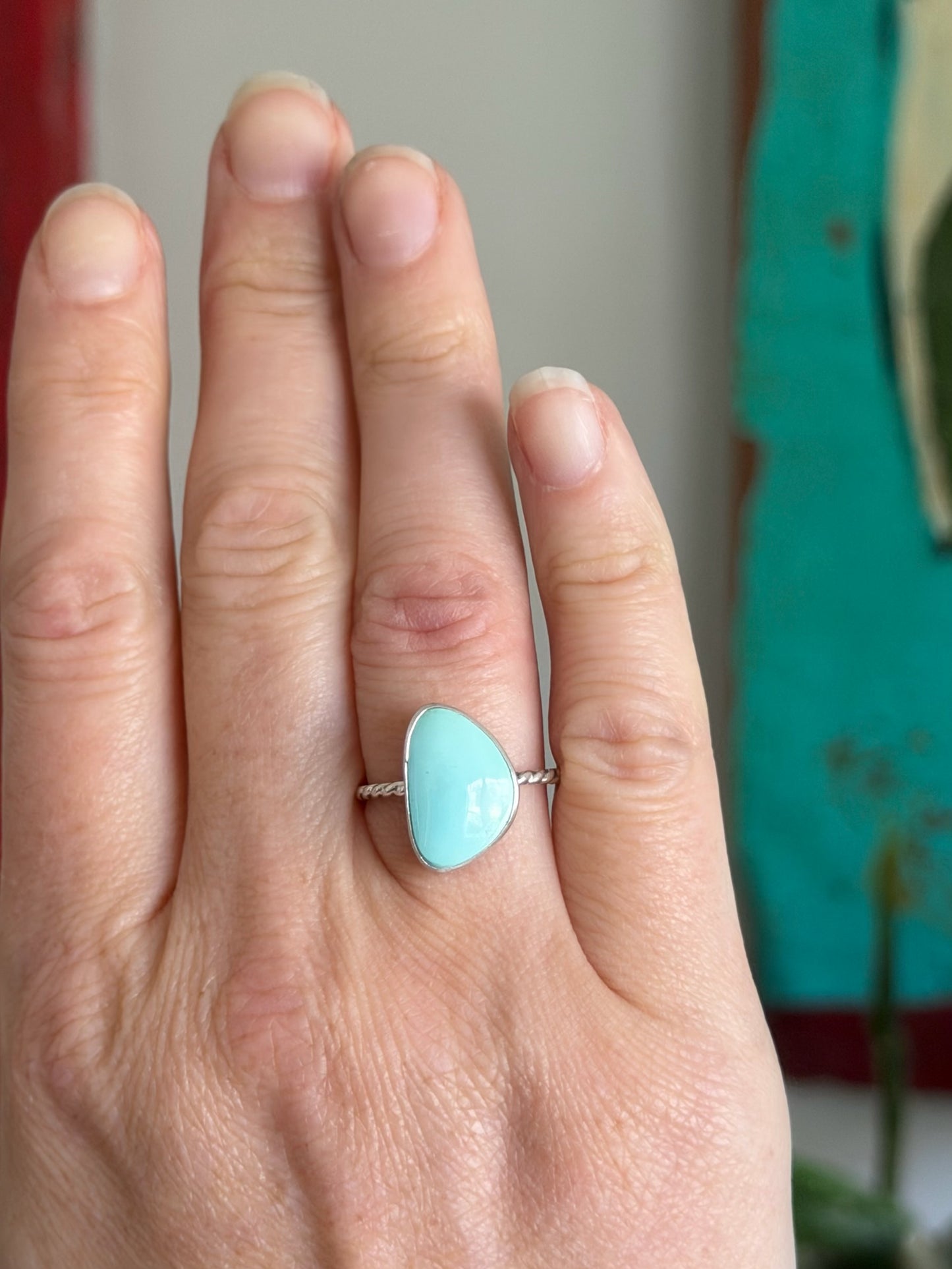 Desert Bloom Variscite Twist Band Ring size 7.5