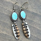 Royston Turquoise + Owl Feather Earrings