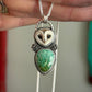 Natural Kingman Turquoise Laura Mears Owl Pendant with Succulents