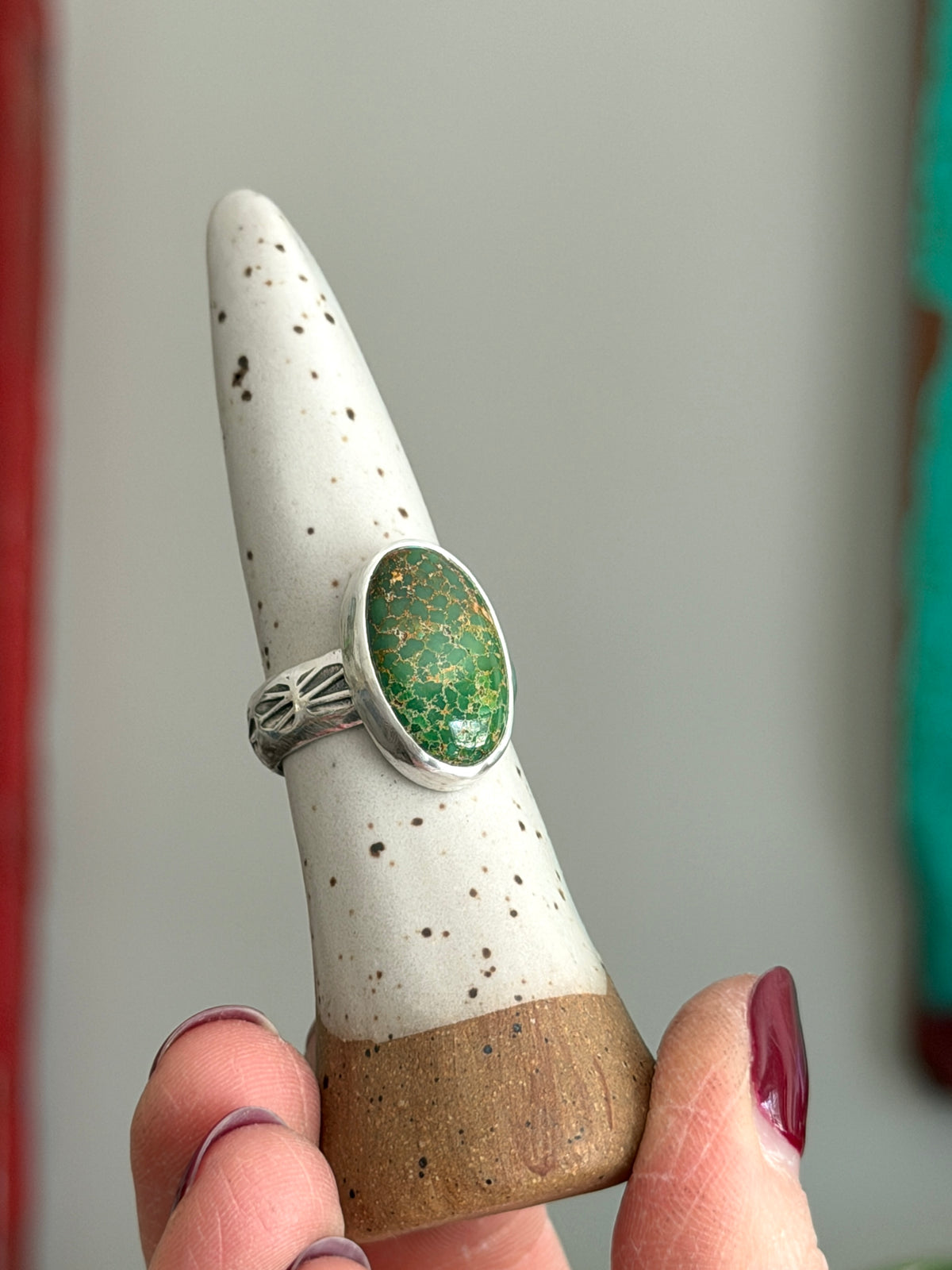 Patagonia Turquoise Ring in Green size 8.5 STAMPED BAND