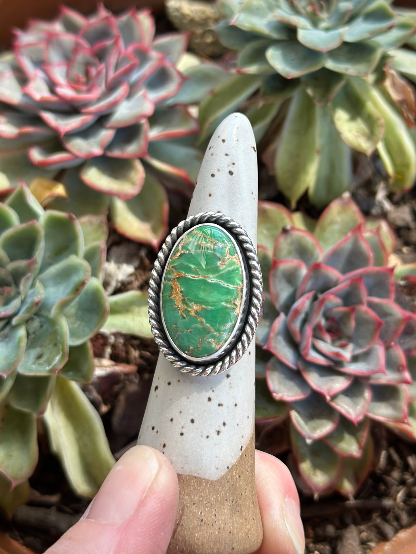 Australian Variscite Twist Ring in size 6.75 to 7
