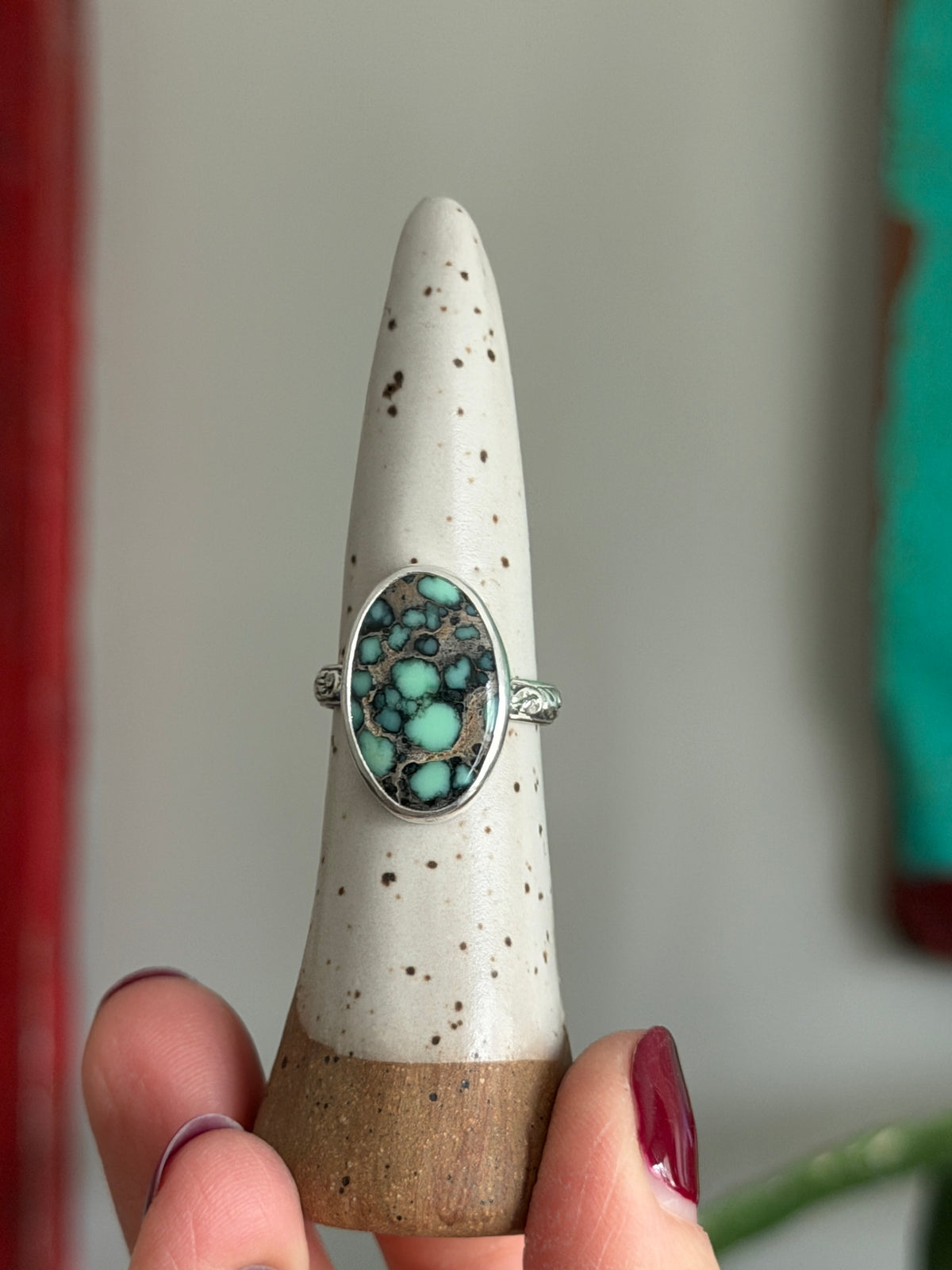 Calypso Variscite Ring Fleur Band size 7.5