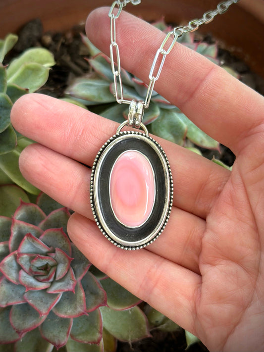 Pink Conch Shell Shadowbox Pendant