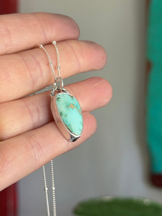 Royston Royal Blue Turquoise Necklace in pale green