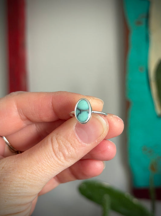 Tiny Desert Bloom Variscite Ring in size 6.75