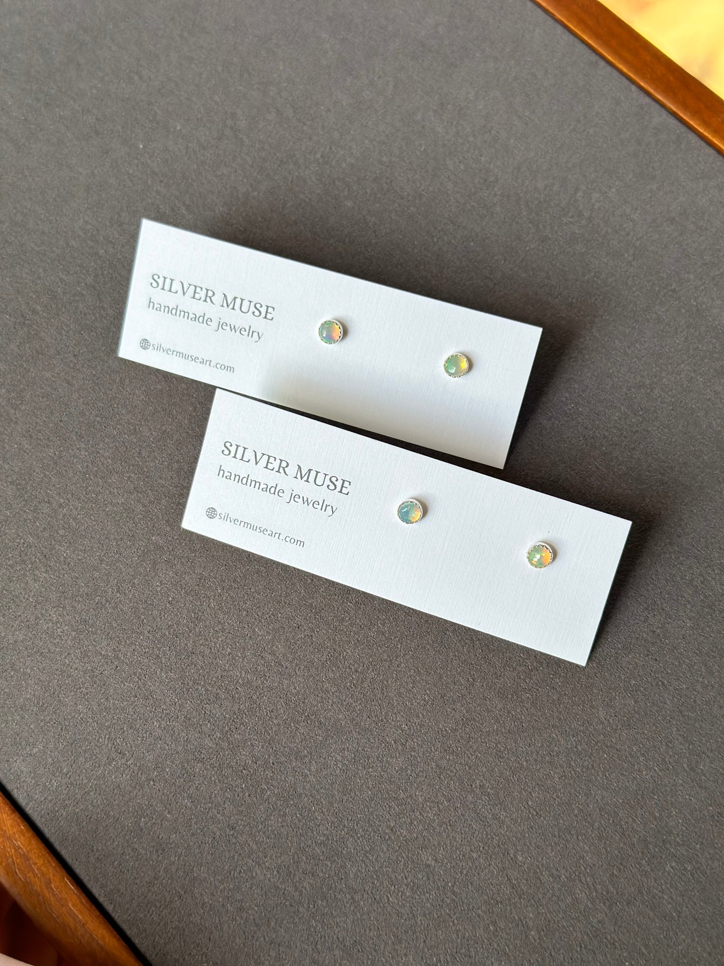 Ethiopian Opal Sterling Silver Stud Earrings v2