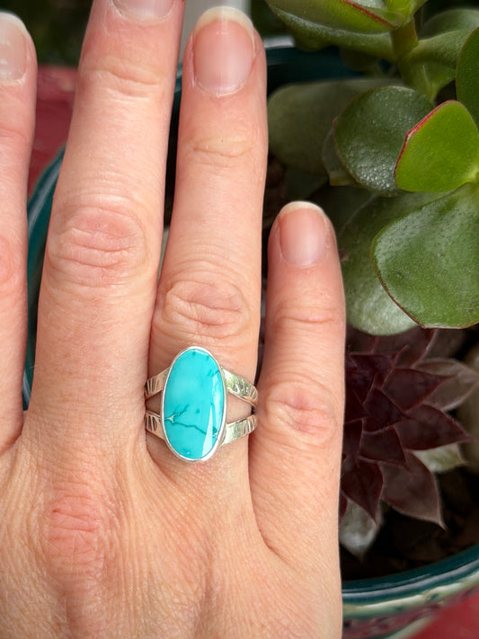Royston Turquoise Ring size 8 STAMPED BAND