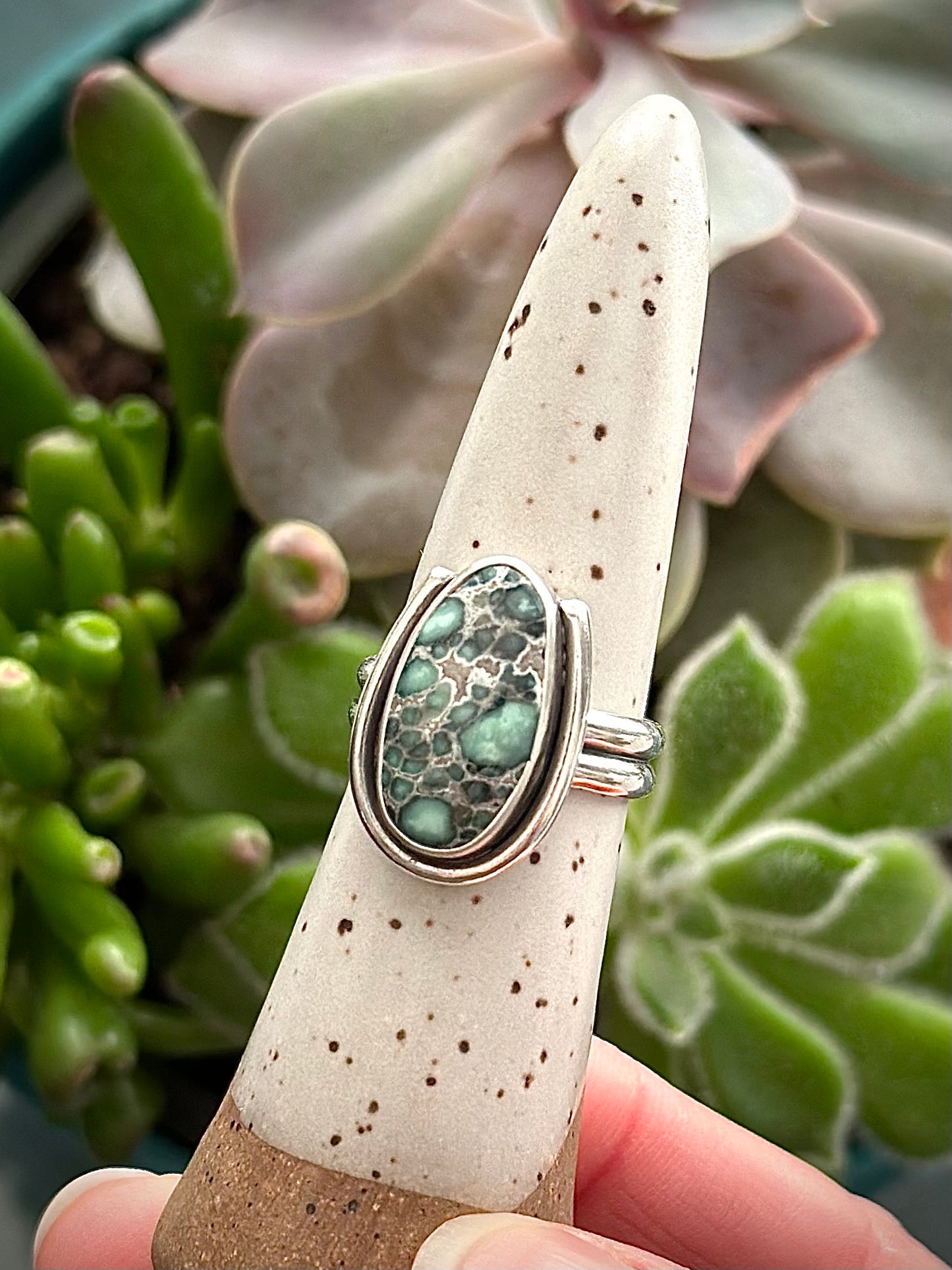 Calypso Variscite Framed Ring in size 7.75