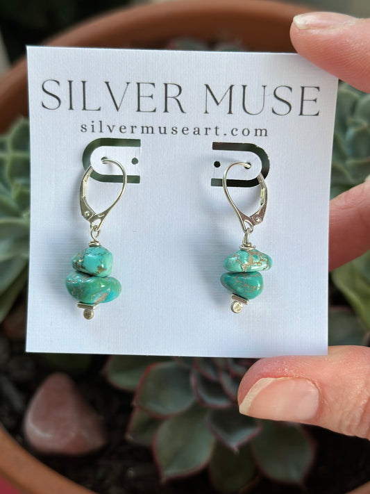 Sierra Nevada Turquoise Leverback Earrings v5