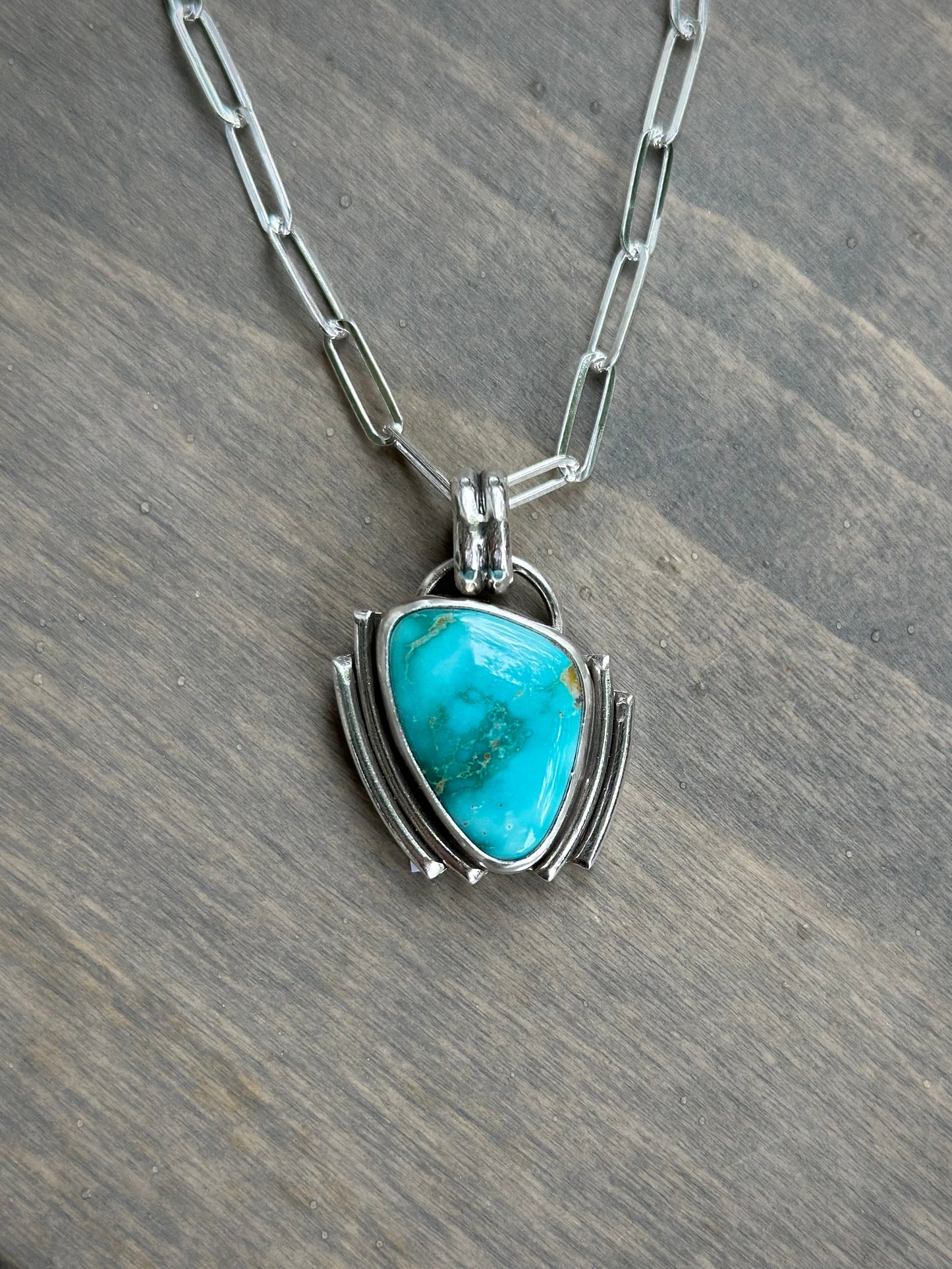 Fox Turquoise Art Deco Pendant in Blue v3