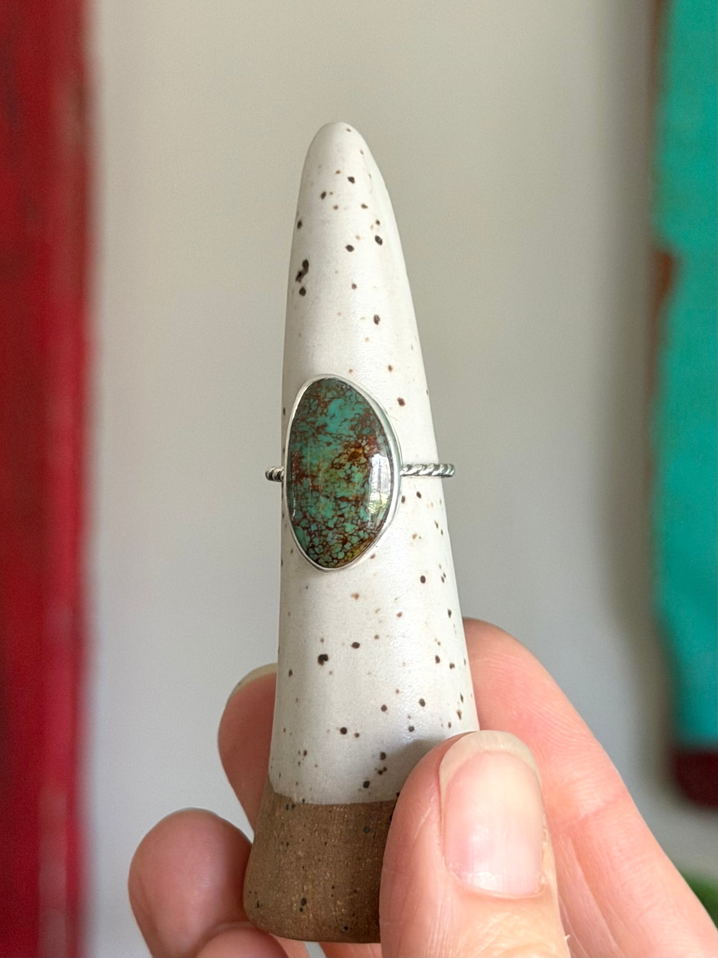 Evans Turquoise Ring Twist Band size 6.5