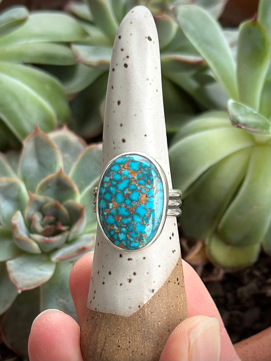 Catalina Turquoise Ring in Webbed Blue in size 8.5