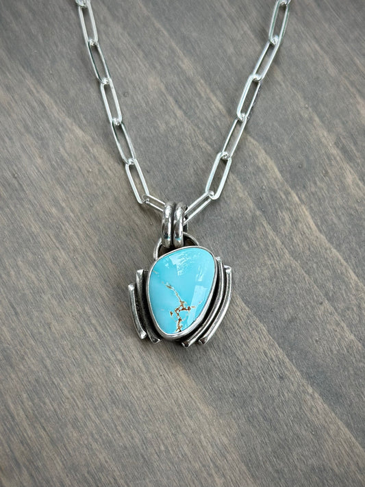 Royston Turquoise Art Deco Pendant in Pale Blue v2