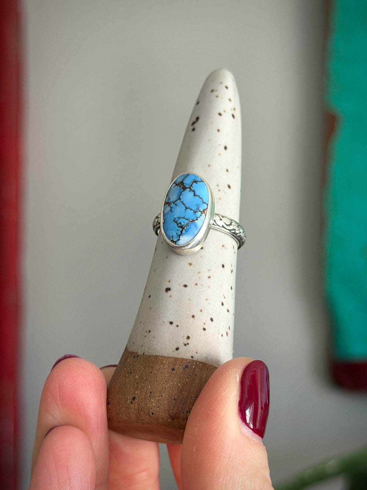 Golden Hills Turquoise Ring Fleur Band size 7.25