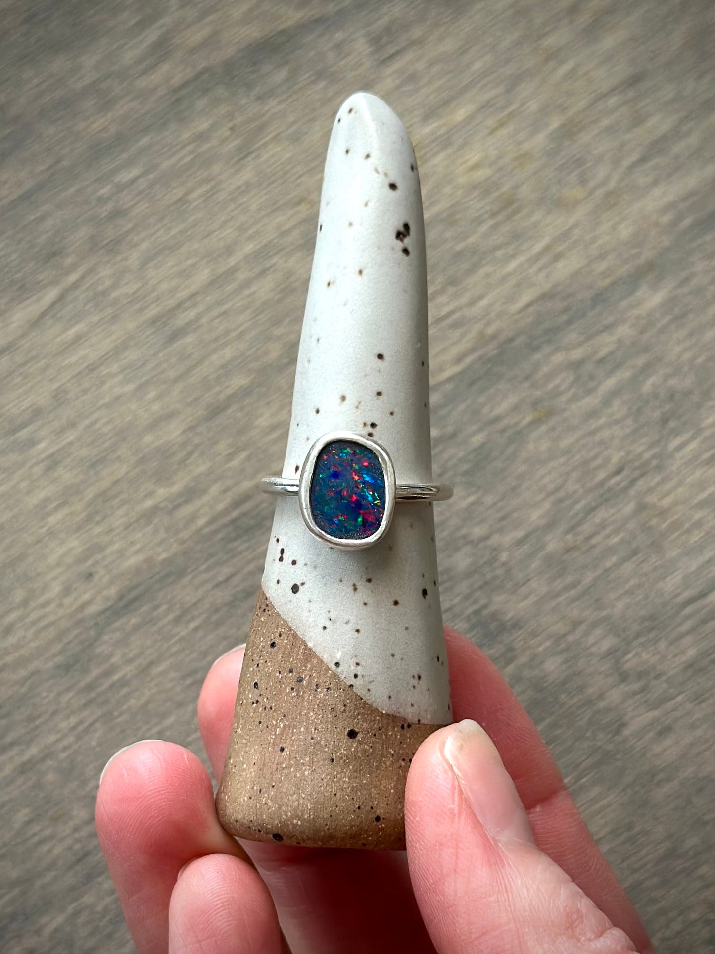 Coober Pedy Opal Stacker Ring in size 8-1/4