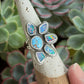 Coober Pedy Opal Half Flower Ring in size 7-3/4