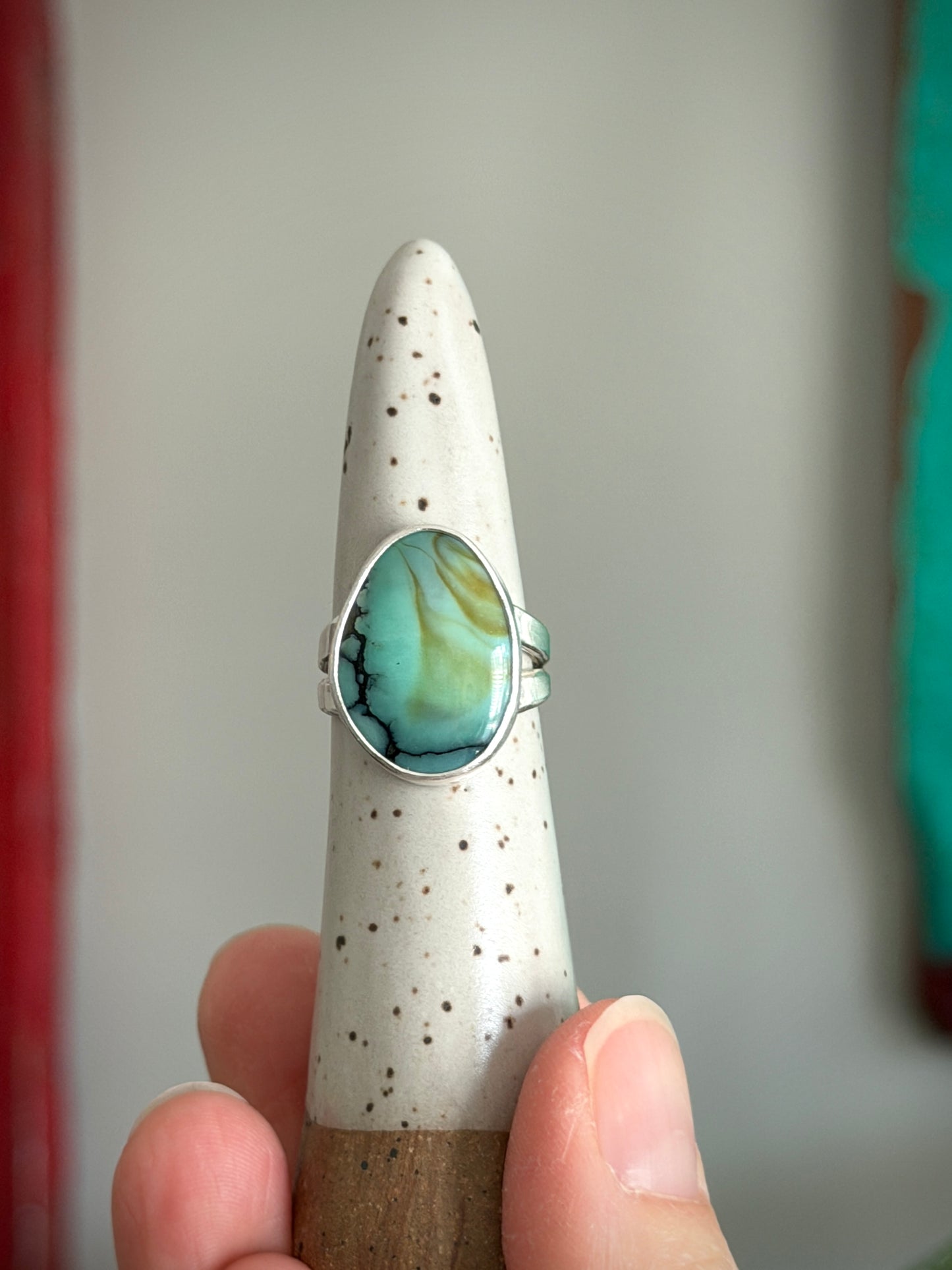 Polychrome Desert Bloom Variscite Ring size 6.5 STAMPED BAND