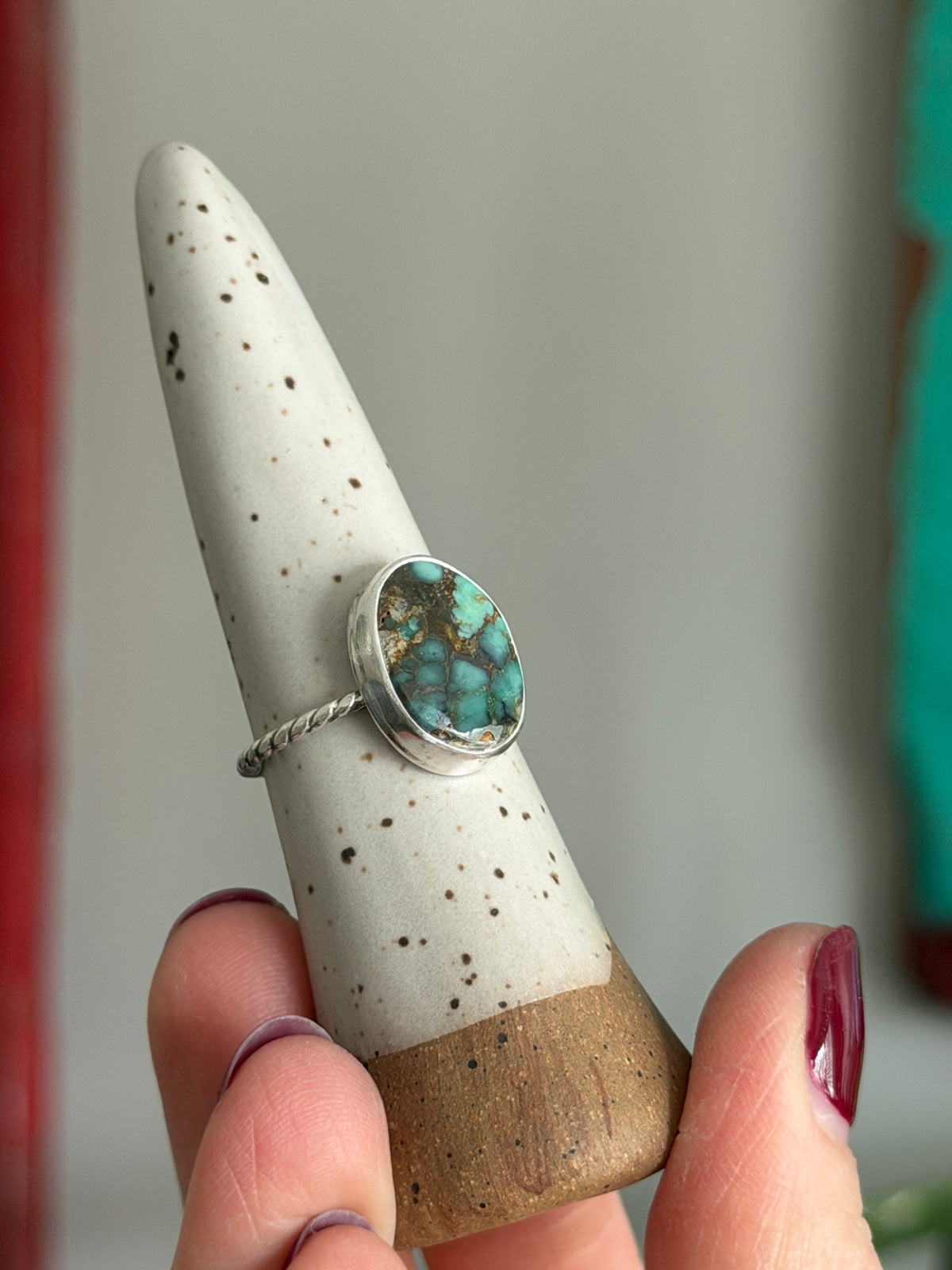 Blueboy Variscite Ring Twist Band size 8.5
