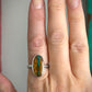 Green Royston Ribbon Turquoise Oval Ring in sizes 6.75 + 8.75