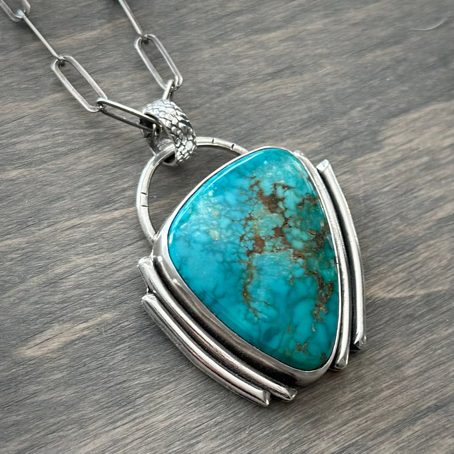 Fox Turquoise Art Deco Statement Pendant