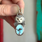 Golden Hills Turquoise Laura Mears Snowy Owl Pendant with Succulents