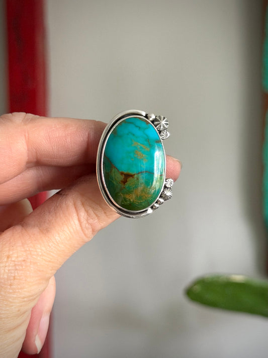 Kingman Turquoise Starry Ring in size 7
