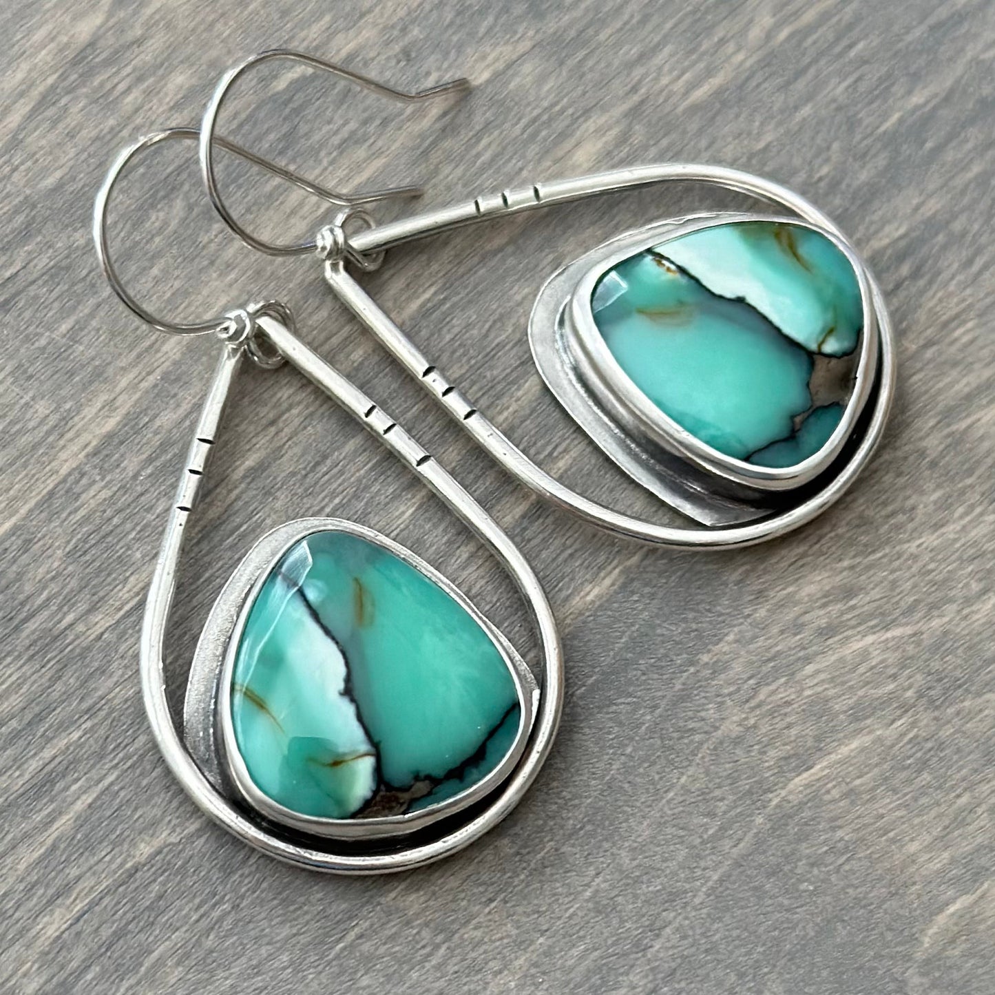 Desert Bloom Variscite Teardrop Hoops v3