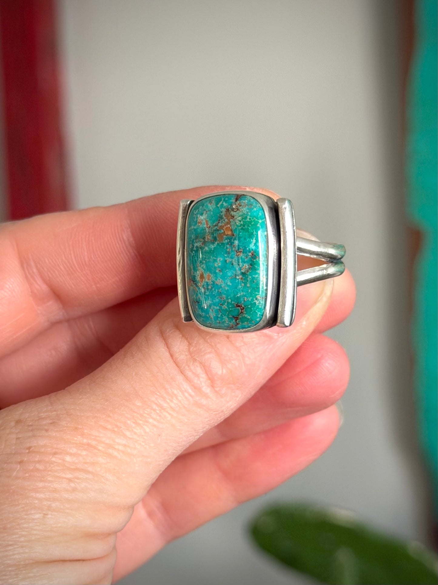 Patagonia Turquoise Art Deco Ring size 10.5