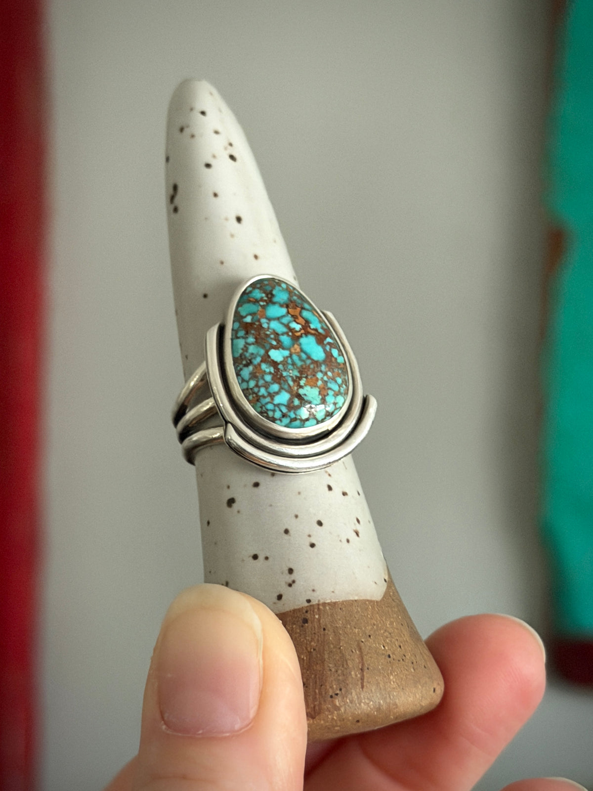 Patagonia Turquoise Art Deco Ring size 8.75